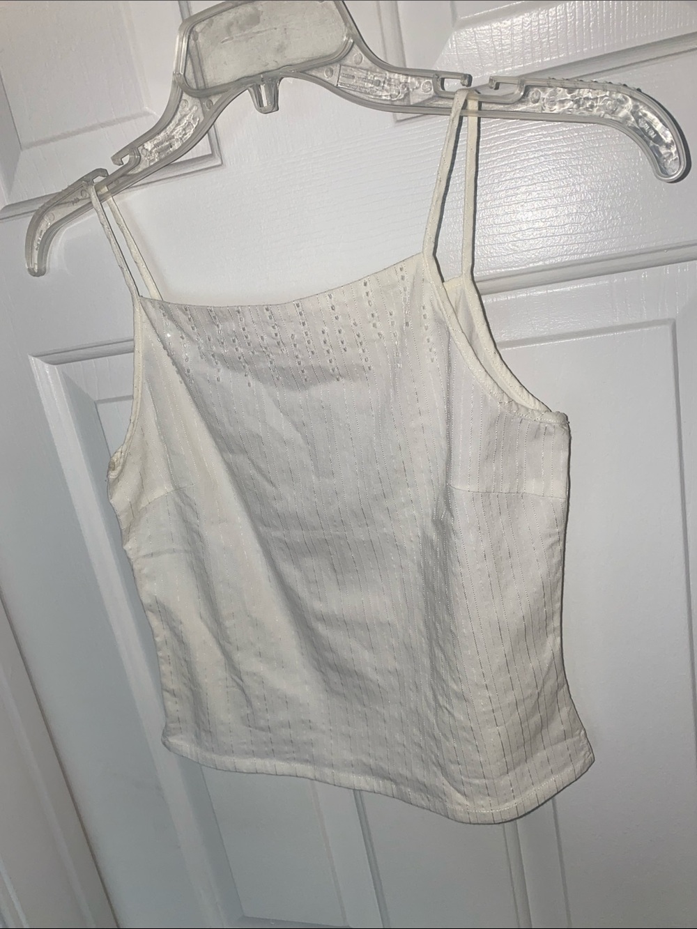 White Textured Spaghetti Strap Camisole